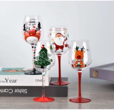 Change picture Christmas Painted Wine Glass