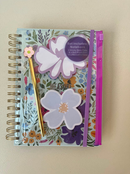 Colorful Notebooks With 2 Sticky Notes, Pencil & Pouch