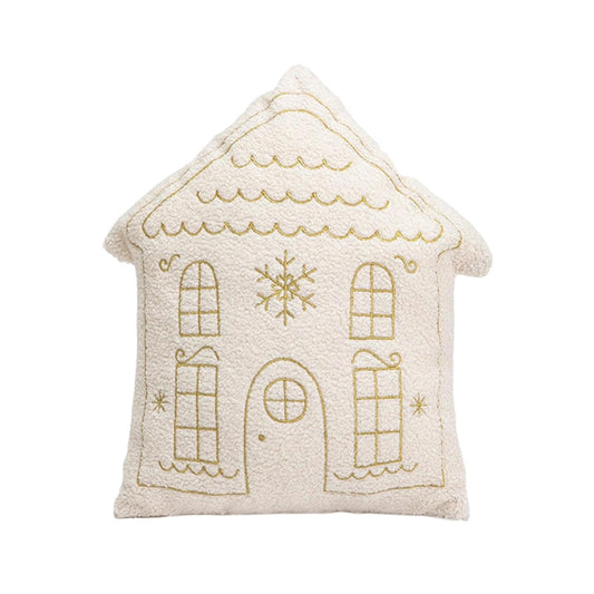 Christmas Embroidered House Cushion