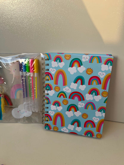 Kids Notebook With Keychain/ Bag Charm, Colorful Pencils & Pencil Case