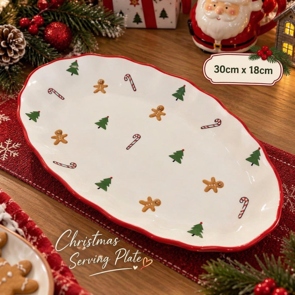 Christmas Ceramic Oval Serving Plate