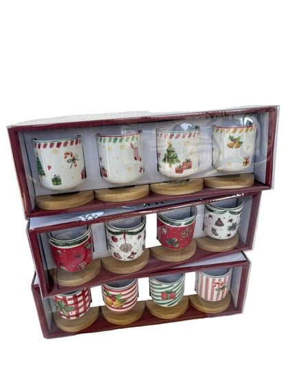 Christmas Espresso Cups & Coasters Set Of 4
