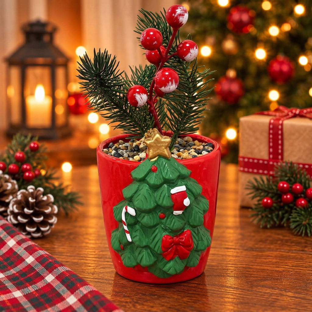 Christmas Artificial Plant Pot
