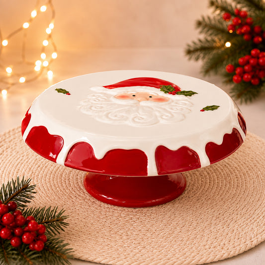 Christmas Santa Ceramic Cake Stand