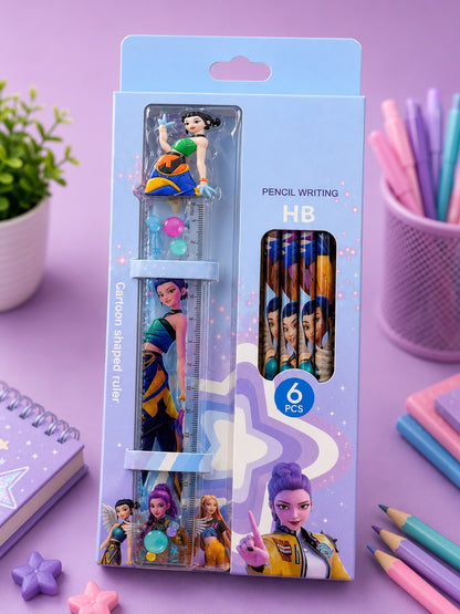 Kpop Demon Hunter Pencils & Ruler Set