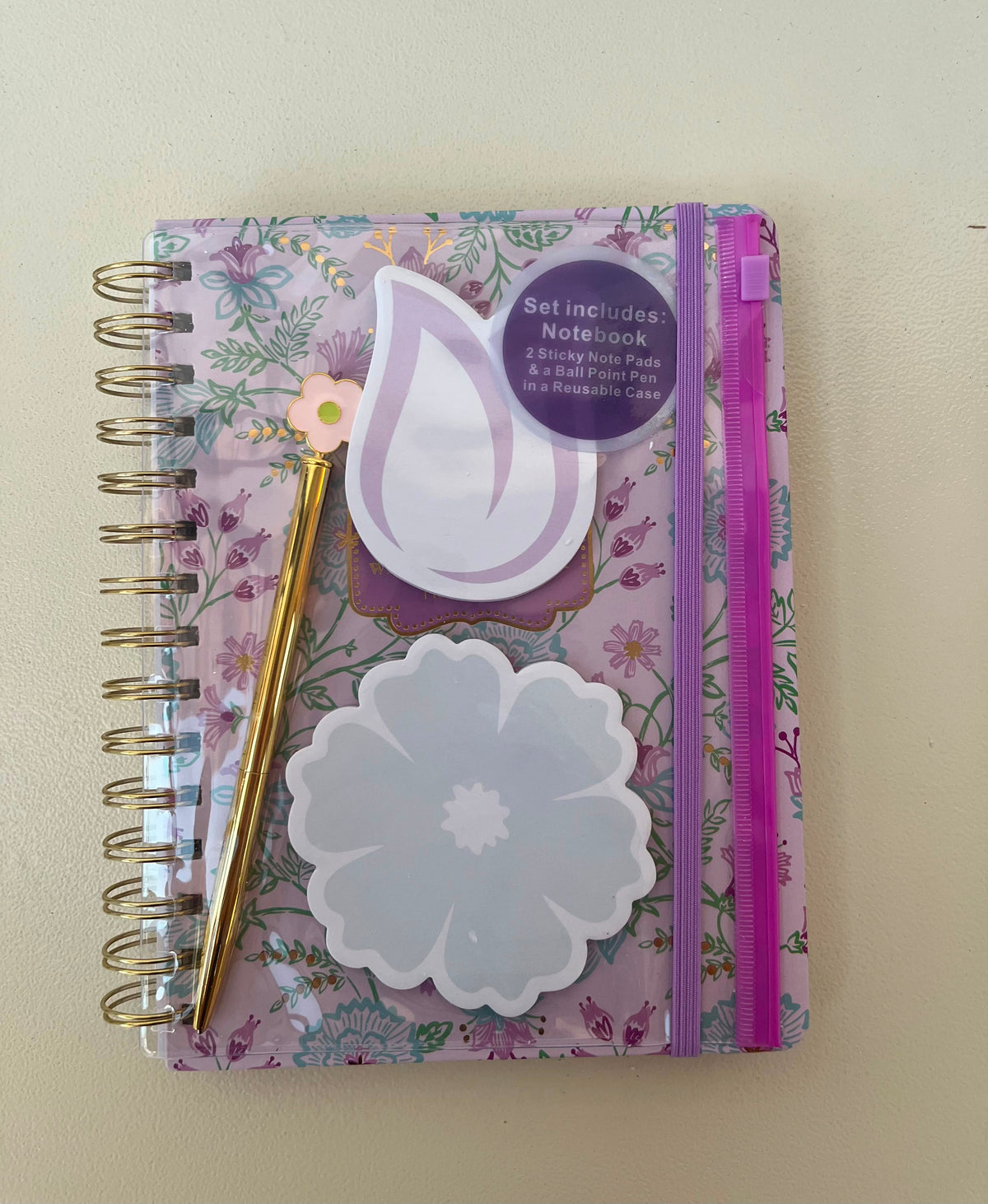 Colorful Notebooks With 2 Sticky Notes, Pencil & Pouch