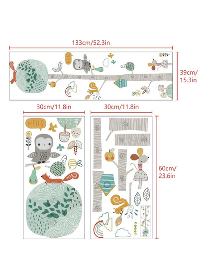 Tree & Animals Growth Chart Wall Decal
