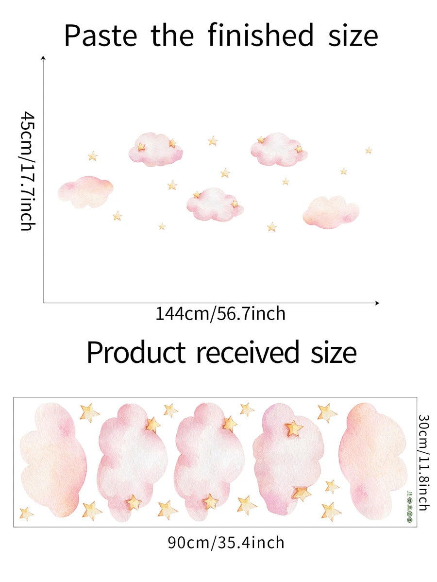 Pink Cloud & Gold Stars Wall Sticker