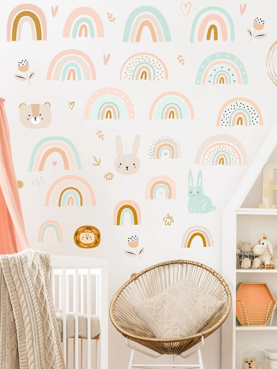 Rainbow & Animals Wall Sticker