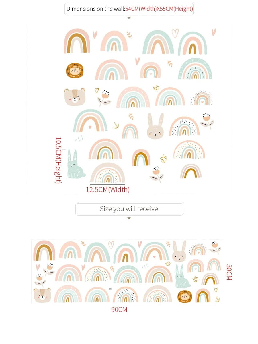 Rainbow & Animals Wall Sticker