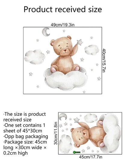 Bear, Stars & Clouds Wall Sticker