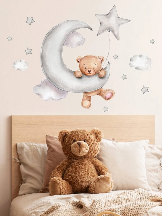 Bear, Moon, Stars & Clouds Wall Sticker