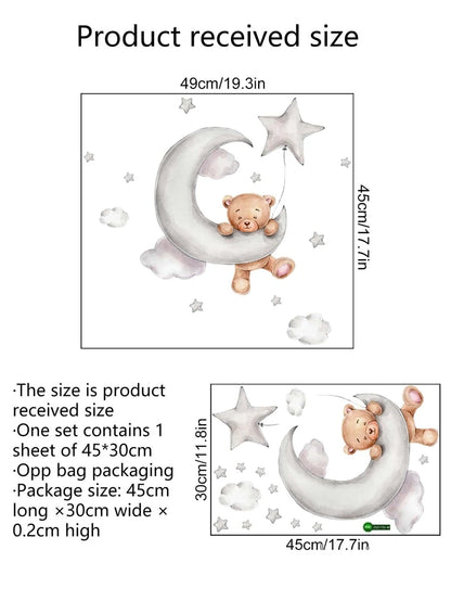 Bear, Moon, Stars & Clouds Wall Sticker